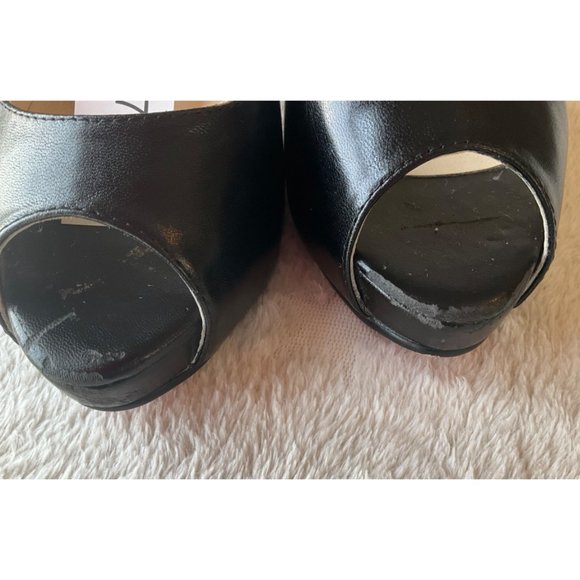 Christian Louboutin Sz.7.5/38 Black Leather Very Prive Peep Toe Platform Pumps - Picture 7 of 15